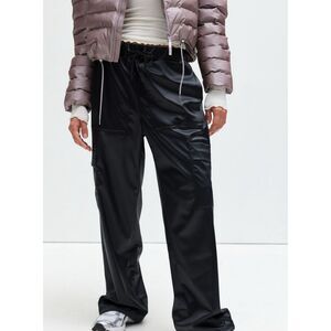 NWT RAINS Black Cargo Pants Wide-Leg Size Medium Retail $140 BUY HERE $75